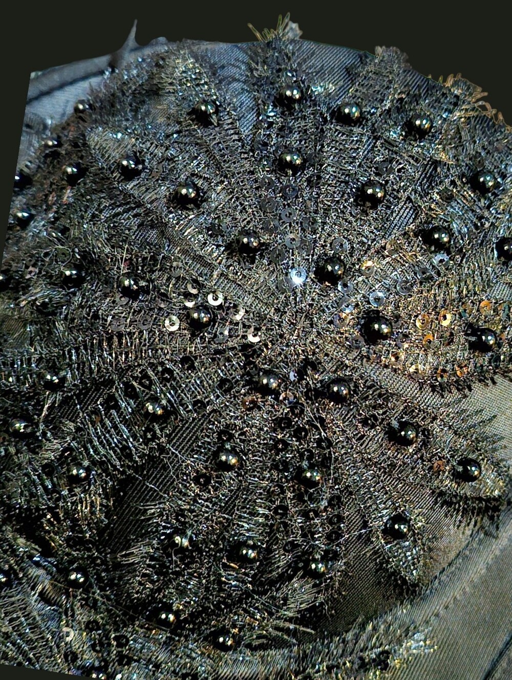 Black Beaded Spaghetti-Strap Corsette Top - Picture 3 of 6